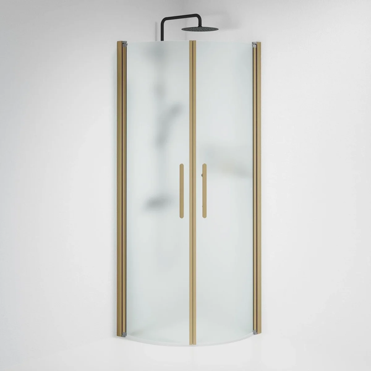 Duschhörna halvrund 100x100x198 cm - 6 mm frostat nanoglas - bronsprofil - Vänern - Bild 6