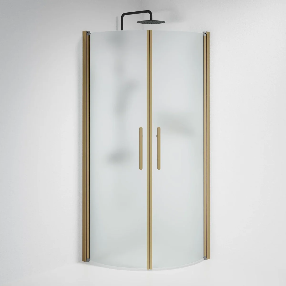Duschhörna halvrund 100x100x198 cm - 6 mm frostat nanoglas - bronsprofil - Vänern - Bild 7