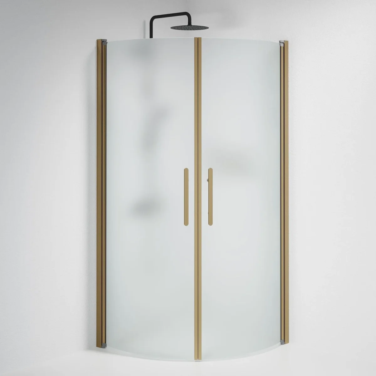 Duschhörna halvrund 100x100x198 cm - 6 mm frostat nanoglas - bronsprofil - Vänern - Bild 8