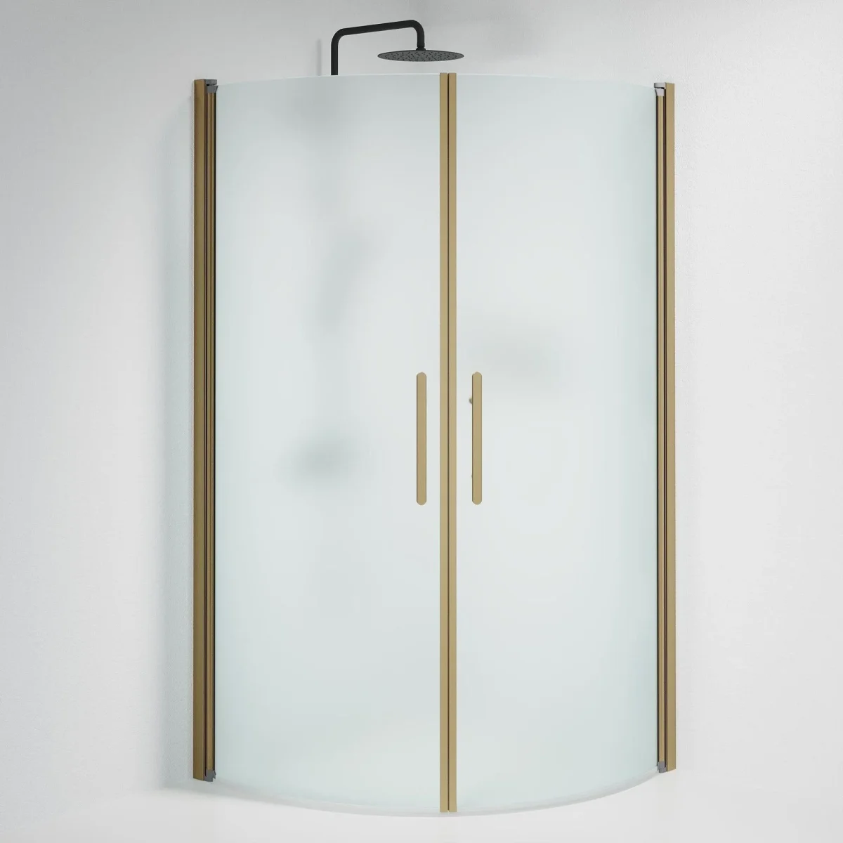 Duschhörna halvrund 100x100x198 cm - 6 mm frostat nanoglas - bronsprofil - Vänern - Bild 2