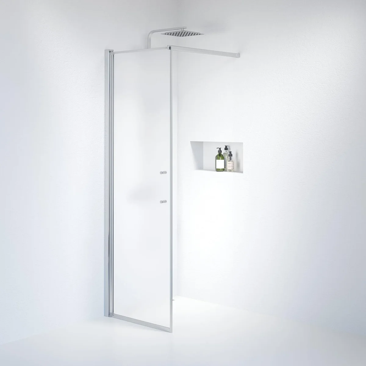 Fast duschvägg med stabiliseringsstag 70x198 cm - 6 mm frostat nanoglas - kromprofil - Vänern - Bild 2