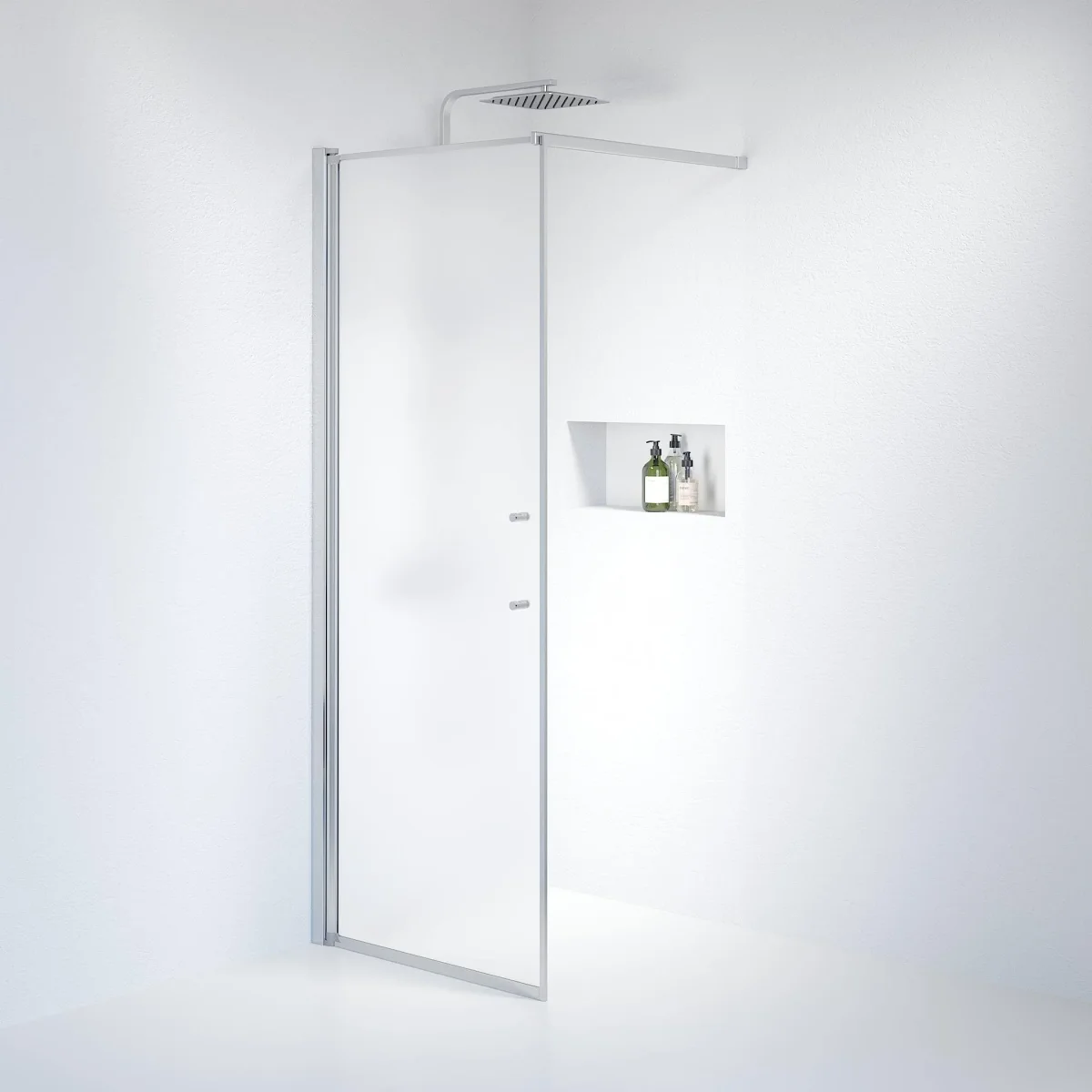 Fast duschvägg med stabiliseringsstag 70x198 cm - 6 mm frostat nanoglas - kromprofil - Vänern - Bild 5