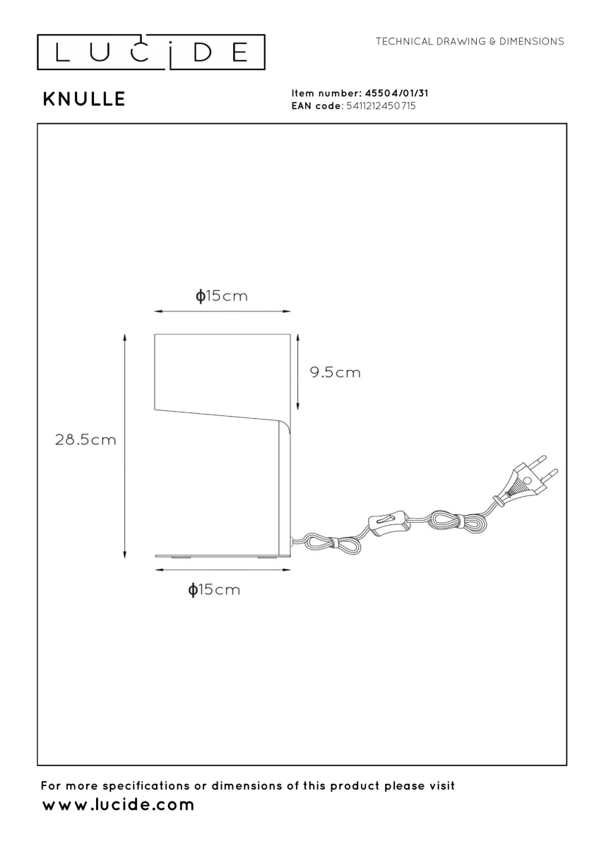 Knulle, Bordslampa, Vit - 15 cm - Bild 6